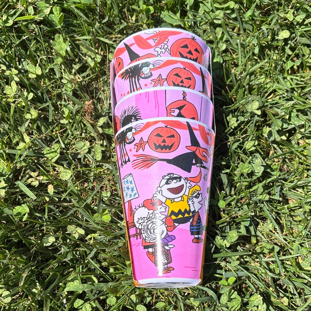 NWT Peanuts Halloween Party Themed Pink Cups